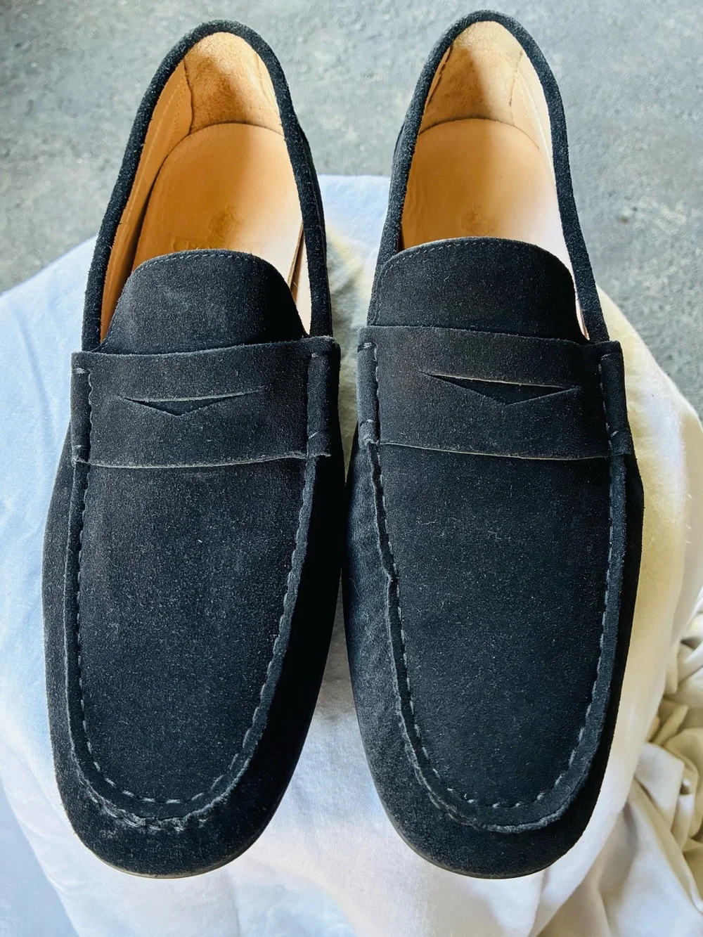Crockett & Jones Black Suede Genoa Driving Loafers, Size 8